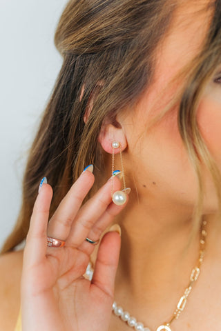 Pearl Chain Loop Earrings