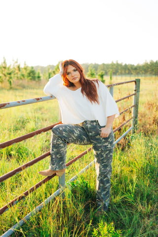 Camo High Waisted Straight Leg Jeans
