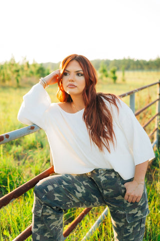 White Knit Off Shoulder Top
