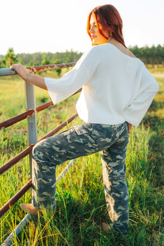 Camo High Waisted Straight Leg Jeans