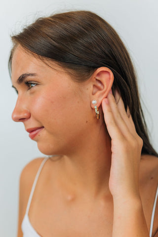 Pearl Detail Hoop Earrings