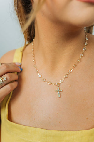 Crystal Chain Cross Necklace