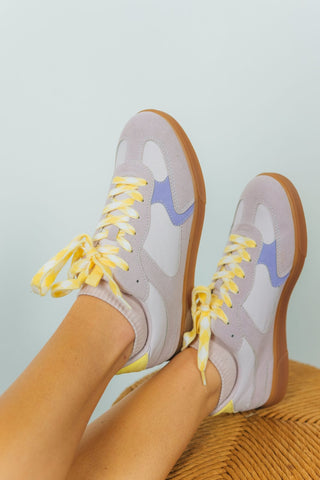 Purple Sneaker with Yellow Lace Detail