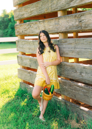 Yellow Floral Sleeveless Mini Dress