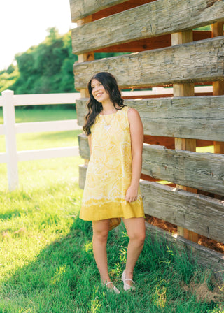 Yellow Floral Sleeveless Mini Dress
