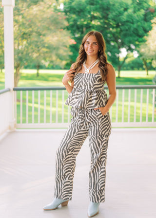 Tiger Print Open Back Pant Set