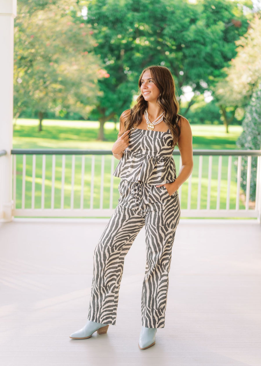 Tiger Print Open Back Pant Set