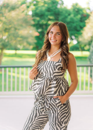 Tiger Print Open Back Pant Set