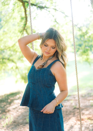 Lana Denim Top & Maxi Skirt Set