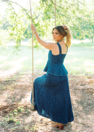 Lana Denim Top & Maxi Skirt Set