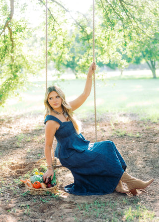 Lana Denim Top & Maxi Skirt Set