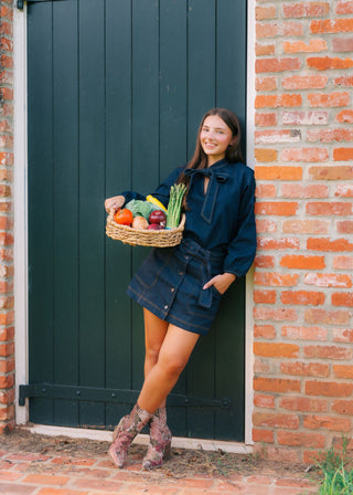 Dark Wash Belted Denim Skort