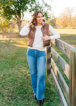 Mocha Reversable Puffer Vest