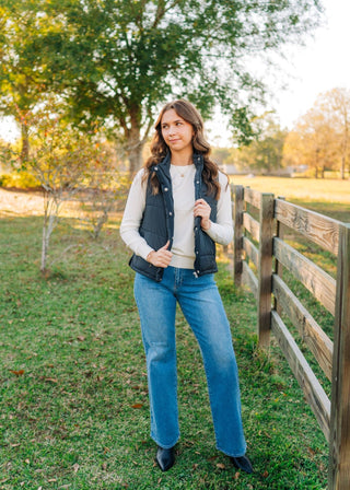 Black Quilted Sleeveless Puffer Vest
