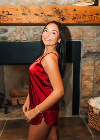 Red Satin PJ Short Set