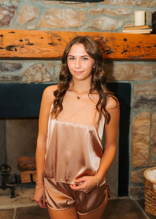 Gold Satin Pj Short Set