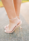 Nude Ankle Strap Kitten Heel