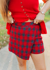Red Plaid Wrap Mini Skort