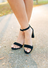 Black Ankle Strap Chunky Heel