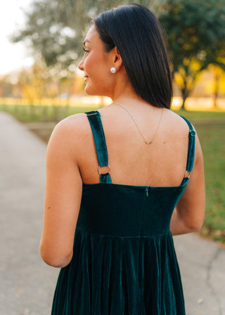 Green Velvet Bow Front Mini Dress