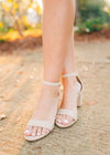 Nude Ankle Strap Chunky Heel