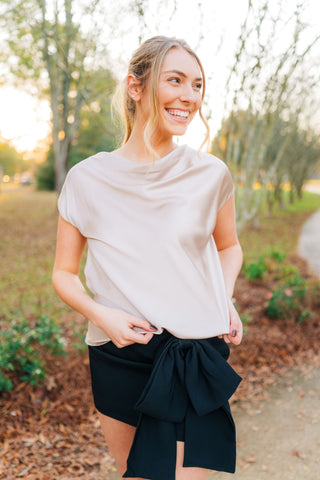 Cream Cowl Neck Satin Top