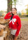 Red Bow Front Christmas Sweater