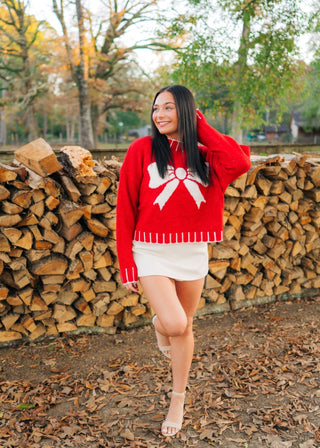 Cream Vegan Leather Mini Skort