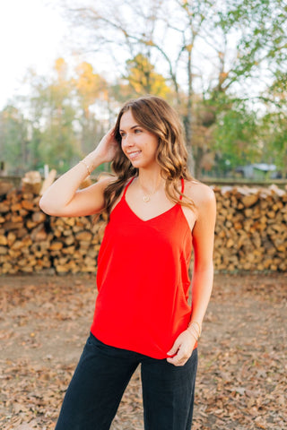 Red Adjustable Strap Cami