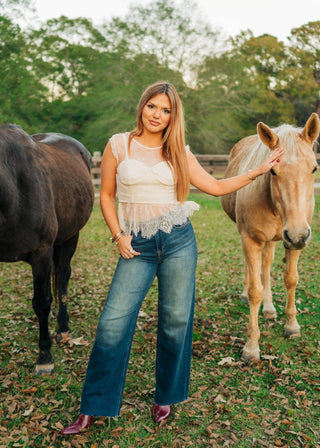 Beige Lace Corset Top