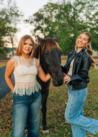 Beige Lace Corset Top
