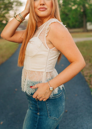 Beige Lace Corset Top
