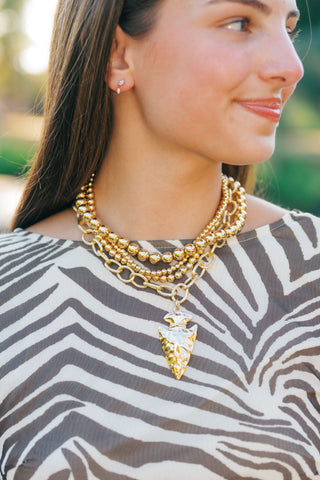 Arrow Pendant Layered Statement Necklace