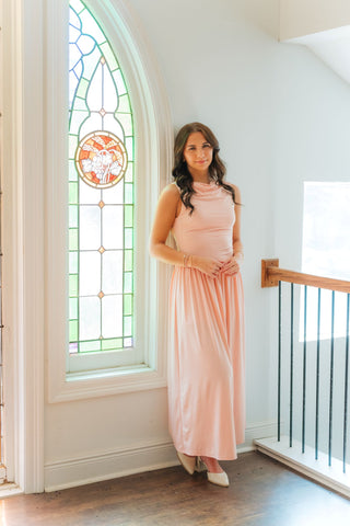 Blush Pink Open Back Maxi Dress
