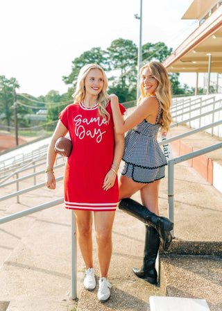 Red Gameday Tinsel Knit Dress