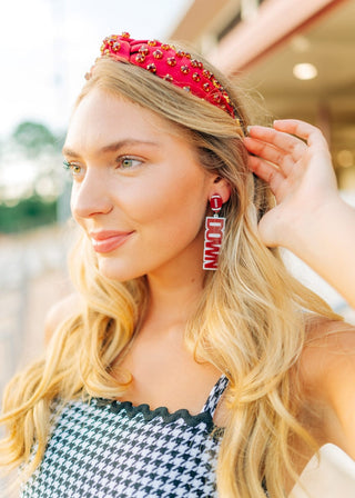Maroon Touchdown Drop Earrings