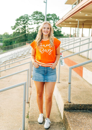 Orange Gameday Tinsel Knit Top