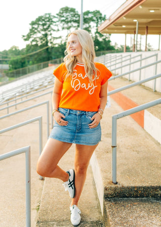Orange Gameday Tinsel Knit Top