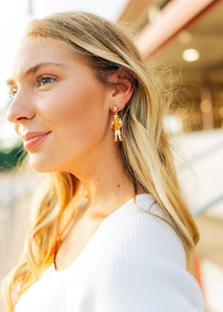 Orange Football Player Earrings