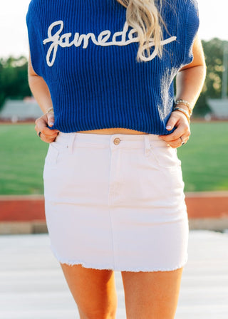 Blue Gameday Embroidered Knit Top