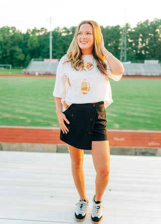 White Sequin Multi Football Patch Tee