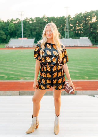 Black & Gold  Sequin Football Set Shorts
