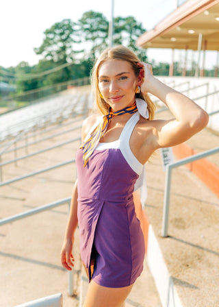 Purple Halter Neck Romper