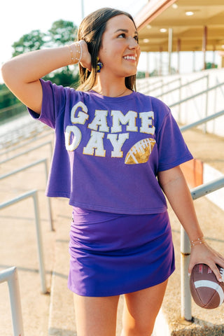 Purple Gameday Football Patch Top