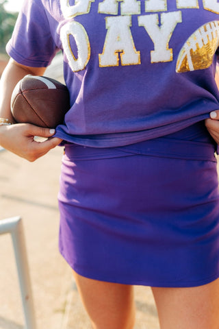 Purple Button Detail Mini Skort