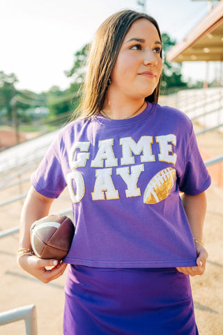 Purple Gameday Football Patch Top