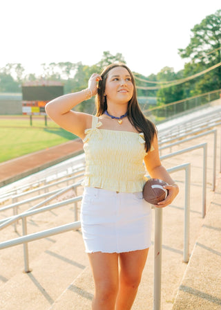 Yellow Gingham Bow Detail Top