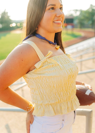 Yellow Gingham Bow Detail Top