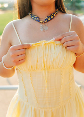 Yellow Corset Drop Waist Mini Dress