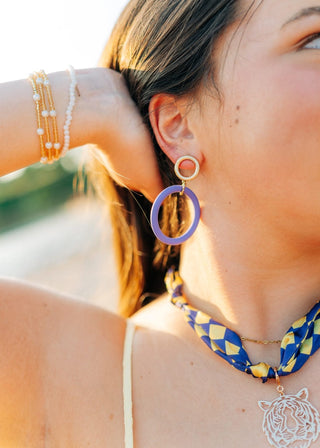 Colored Matte Double Circle Earring
